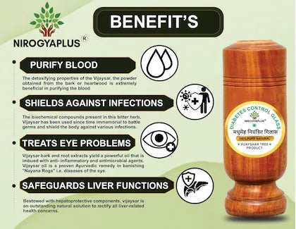 Vijaysar Wood Glass - Natural Sugar Balance, The Ayurvedic Way
