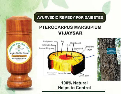 Vijaysar Wood Glass - Natural Sugar Balance, The Ayurvedic Way